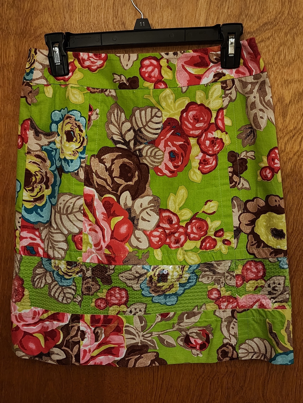 Etcetera Bright Green Floral Patchwork Mini Skirt